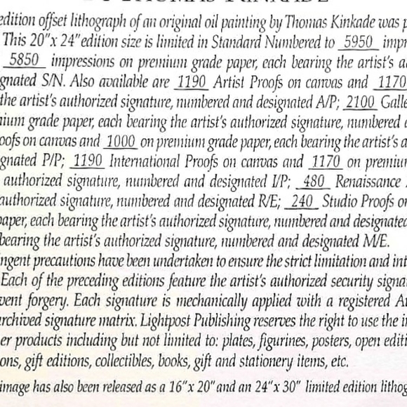 Thomas Kincade Lithograph - Picture 7 of 7